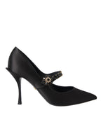 Dolce & Gabbana Black Mary Jane Crystal Heels Pumps Shoes