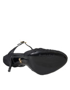 Dolce & Gabbana Black Mesh Ankle Strap Heels Sandals Shoes