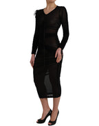 Dolce & Gabbana Black Sheer Bodycon Sheath Midi Dress