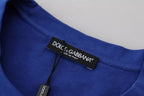 Dolce & Gabbana Blue Logo Print Crewneck Cotton T-shirt