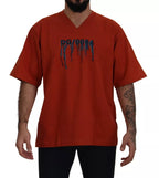 Dolce & Gabbana Red Logo Embroidery Crewneck Cotton T-shirt