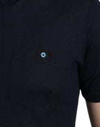 Dolce & Gabbana Polo Navy Blue Collared Silk Men T-shirt