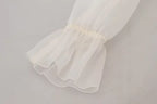Dolce & Gabbana White Ascot Collar Long Sleeves Blouse Top