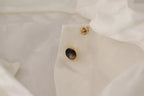 Dolce & Gabbana White Patterned Silk Ascot Collar Blouse Top