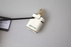 Dolce & Gabbana White Blue Calf Leather Logo Print Strap Airpods Case