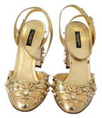 Dolce & Gabbana Gold Studs Vally Slingback Sandals Shoes