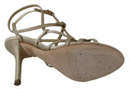 Dolce & Gabbana Gold Silk Ankle Strap Heels Sandals Shoes