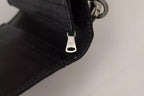 Dolce & Gabbana Black Leather Bifold Shoulder Sling Women Wallet