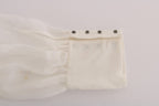 Dolce & Gabbana White Daisy Applique Silk Shirt
