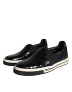 Dolce & Gabbana Black Leather Loafers Slippers Casual Shoes