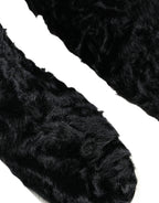 Dolce & Gabbana Black Xiangao Lamb Fur Leather Boots Shoes
