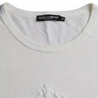 Dolce & Gabbana White Logo Embossed Cotton Crewneck T-shirt