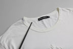Dolce & Gabbana White Logo Embossed Cotton Crewneck T-shirt