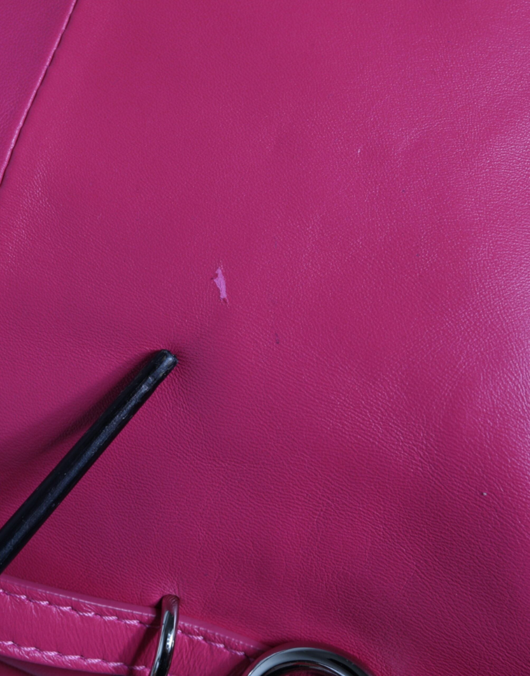 Patrizia Pepe Fuchsia Pink Leather Shoulder Purse Tote Bag