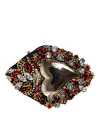 Dolce & Gabbana Gold Tone Brass Sacred Heart Crystal Embellished Brooch