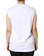 Dolce & Gabbana White Cotton Sleeveless Crew Neck T-shirt