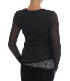 Ermanno Scervino Gray Wool Lace Top Long Sleeved T-shirt