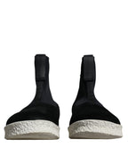 Alexander McQueen Black White Neoprene Takeshi Mid Calf Boots Shoes