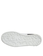Dolce & Gabbana Black Leather Logo Portofino Sneaker Shoes