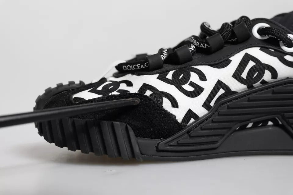 Dolce & Gabbana Black Logo Lace Up Low Top NS1 Sneakers Shoes