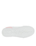 Dolce & Gabbana White Pink Portofino Low Top Sneakers Shoes