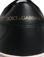Dolce & Gabbana Black Leather Low Top Men Sneakers Shoes