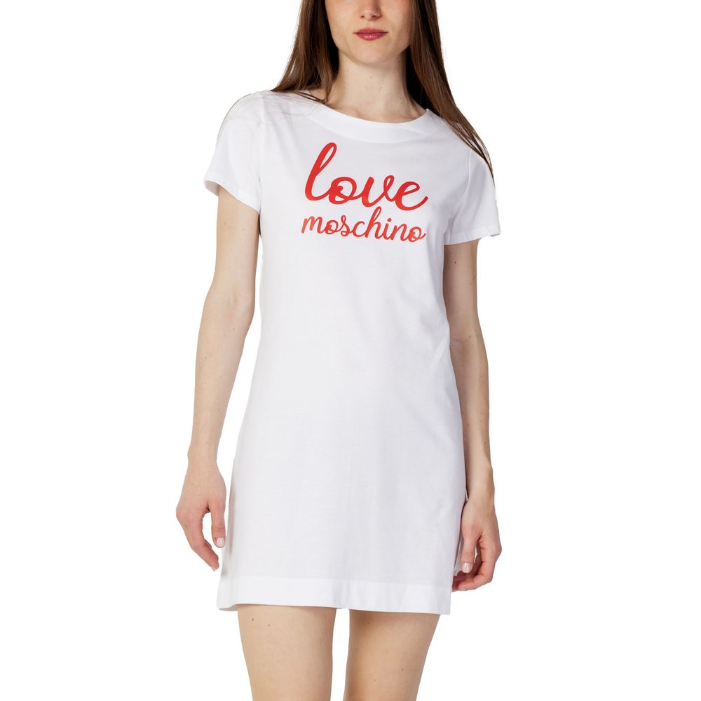 Love Moschino White Cotton Short Dress
