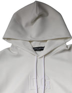 Dolce & Gabbana White DG Logo Hooded Men Sweatshirt Sweater