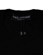 Dolce & Gabbana Black Crown Heart Crew Neck Pullover Sweater