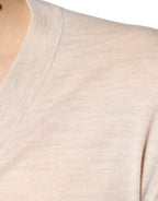 Dolce & Gabbana Beige Cashmere Button Down Cardigan Sweater