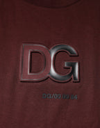 Dolce & Gabbana Maroon DG Logo Cotton Crew Neck T-shirt