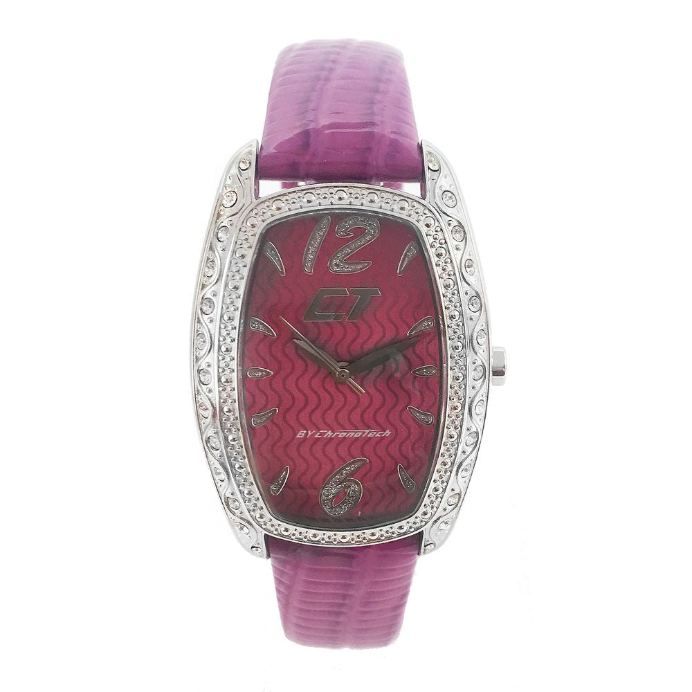 Chronotech Purple Leather Dress Watch