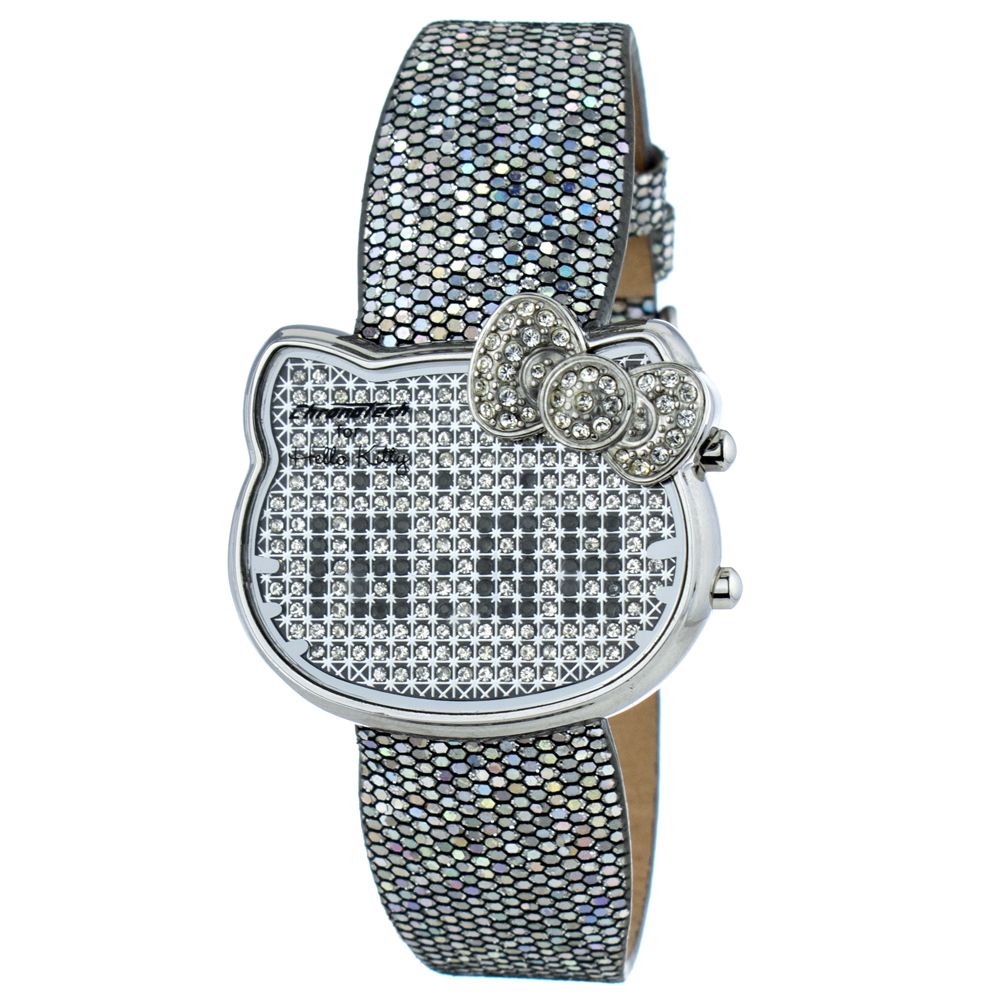 Chronotech Silver Leather Digital Watch