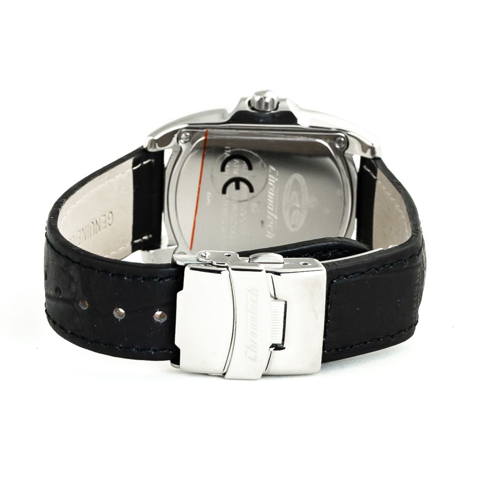 Chronotech Black Leather Dress Watch