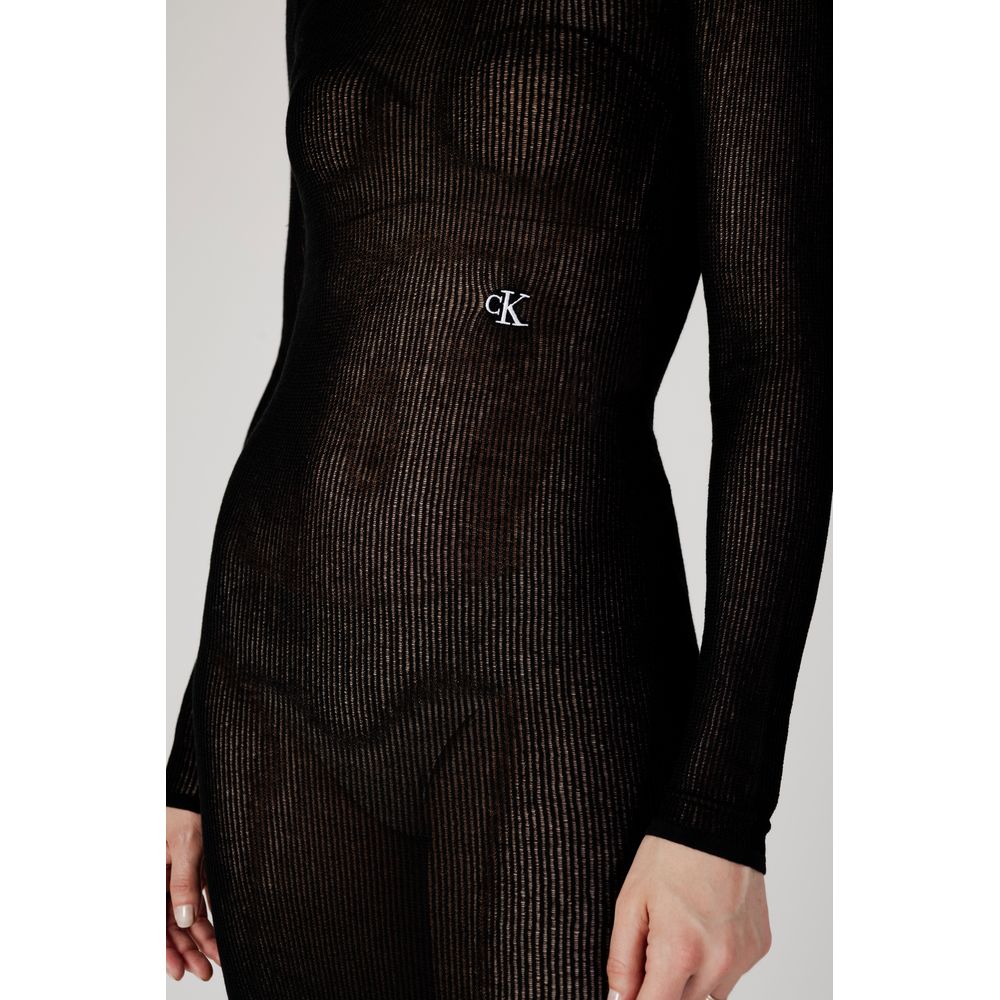 Calvin Klein Jeans Black Marabou Long Dress