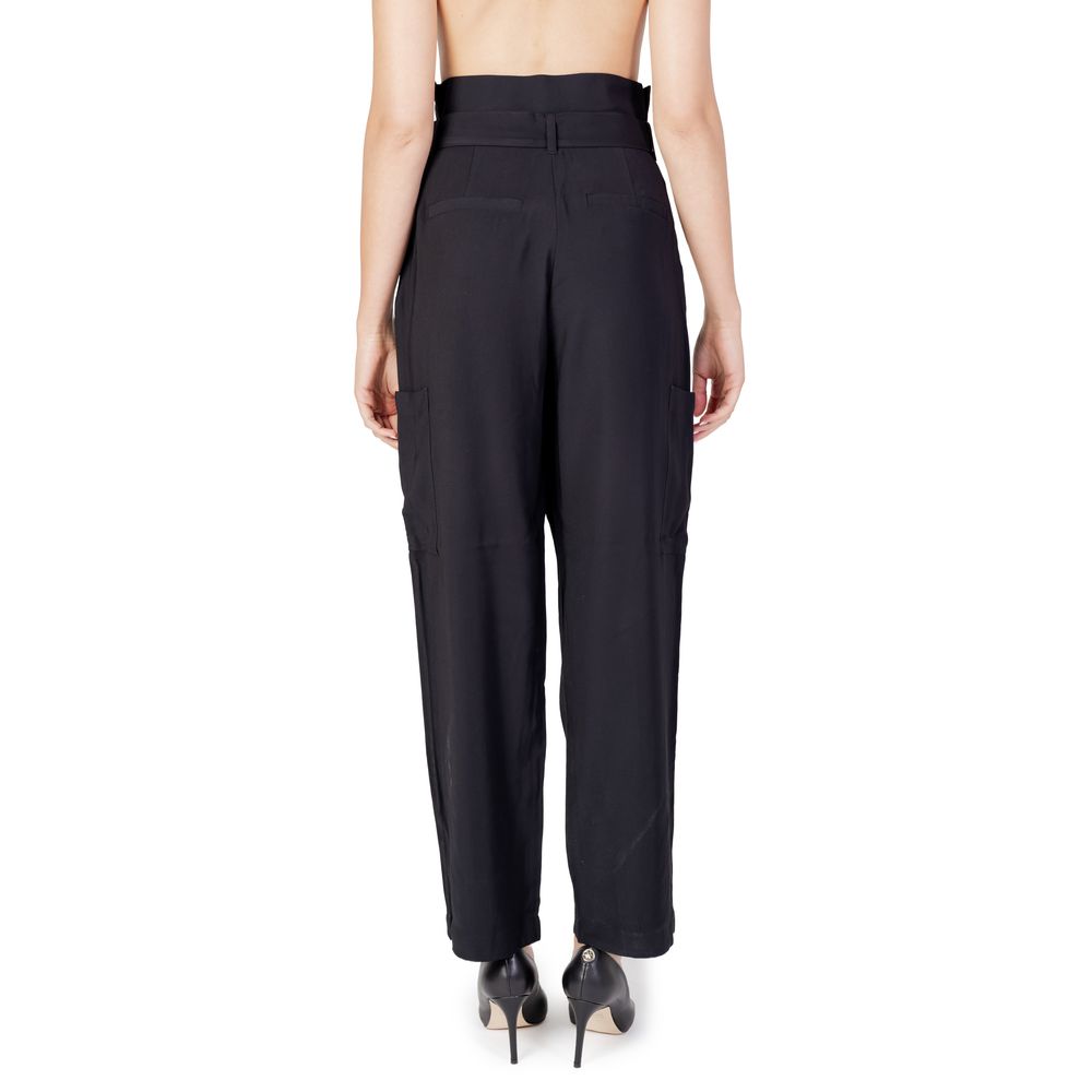 Vila Clothes Black Viscose Casual Pants