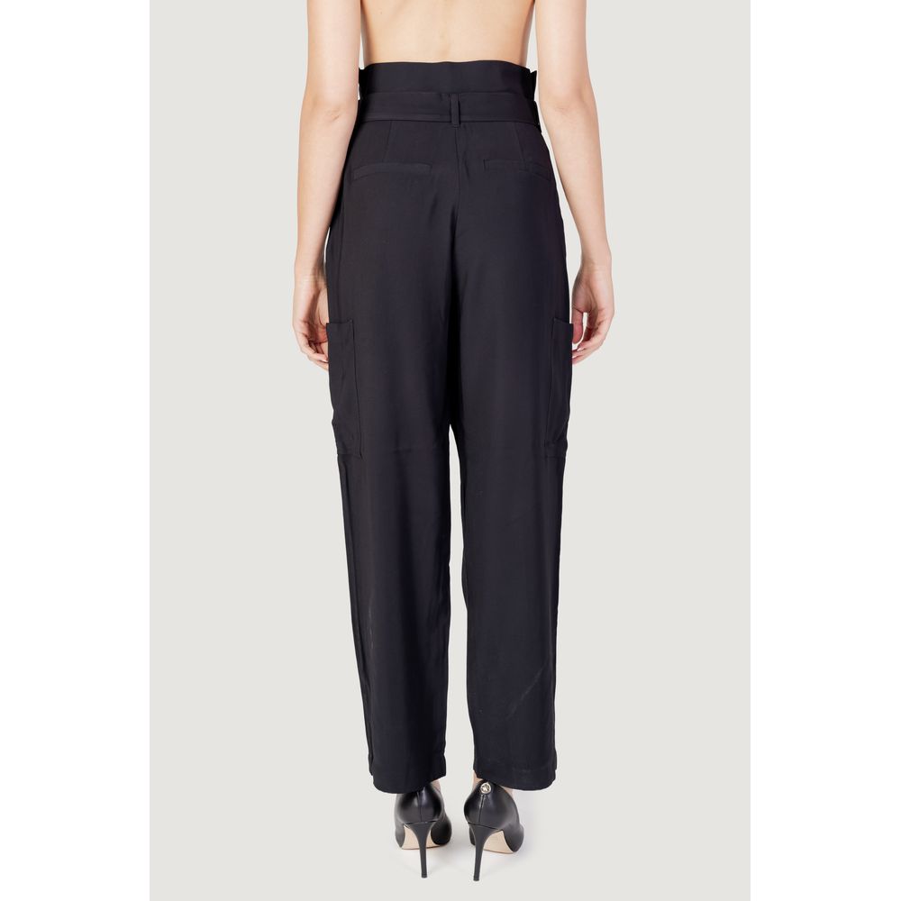 Vila Clothes Black Viscose Casual Pants