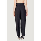 Vila Clothes Black Viscose Casual Pants