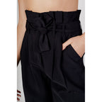 Vila Clothes Black Viscose Casual Pants