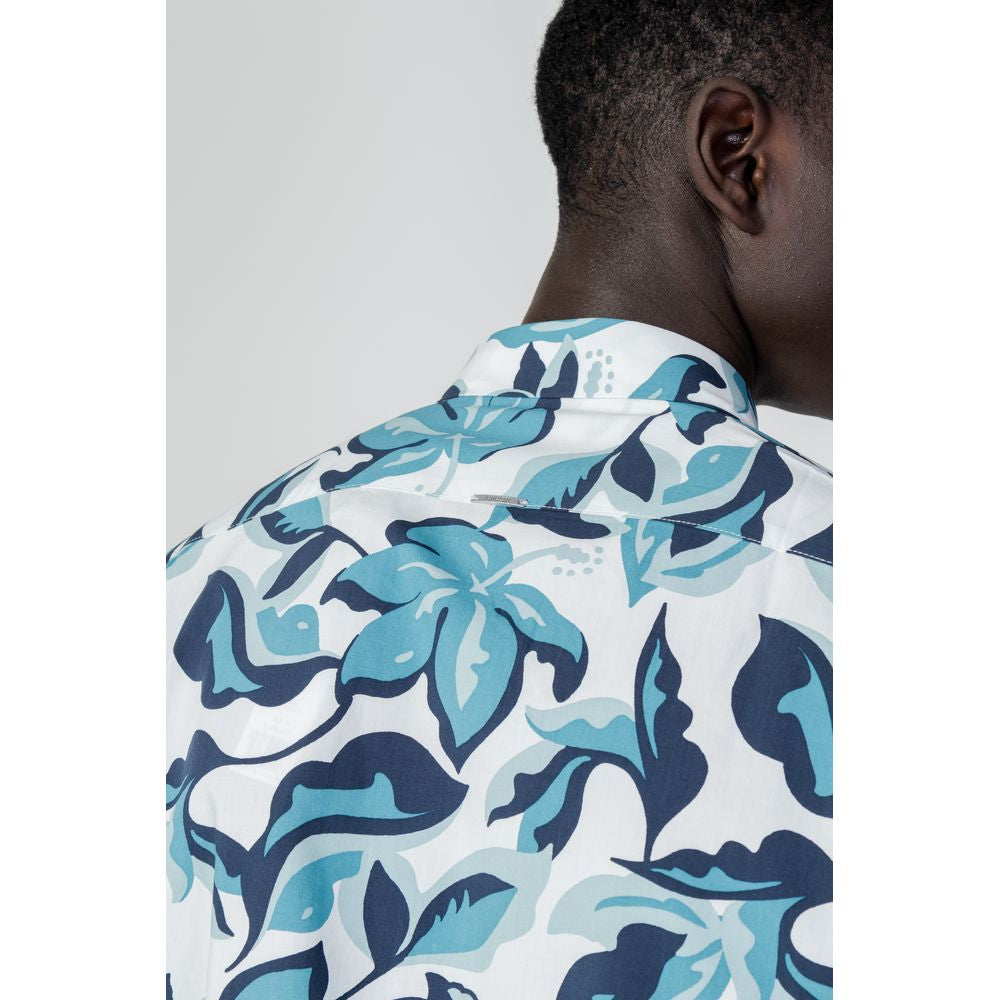 Antony Morato Blue Viscose Pattern Shirt