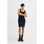 ICHI Blue Polyester Mini Skirt