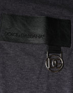 Dolce & Gabbana Gray Logo Patch Cotton Crew Neck T-shirt