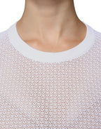 Dolce & Gabbana White Mesh See Through Long Sleeves Top