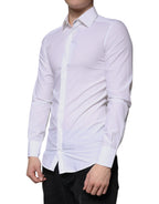 Dolce & Gabbana White Cotton Long Sleeve GOLD Dress Shirt