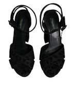 Dolce & Gabbana Black Leopard Platform Heels Sandals Shoes
