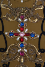 Dolce & Gabbana Yellow Crystal Cross Vest Jacket