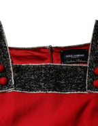 Dolce & Gabbana Red Wool Sleeveless A-line Flared Mini Dress