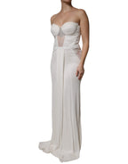 Elisabetta Franchi White Strapless Bustier Mermaid Gown Dress