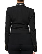 Dolce & Gabbana Black Crystal Double Breasted Blazer Jacket