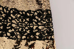 Dolce & Gabbana Gold Strapless Sequin Embellished Lace Dress